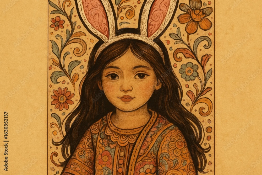 Obraz premium A Girl in Easter Elegance