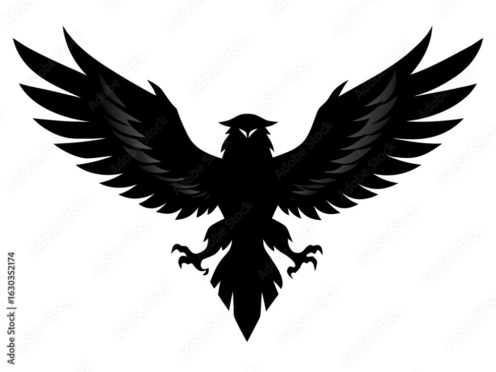 Obraz premium Eagle Silhouette with Spread Wings | Black Vector Bird of Prey Icon
