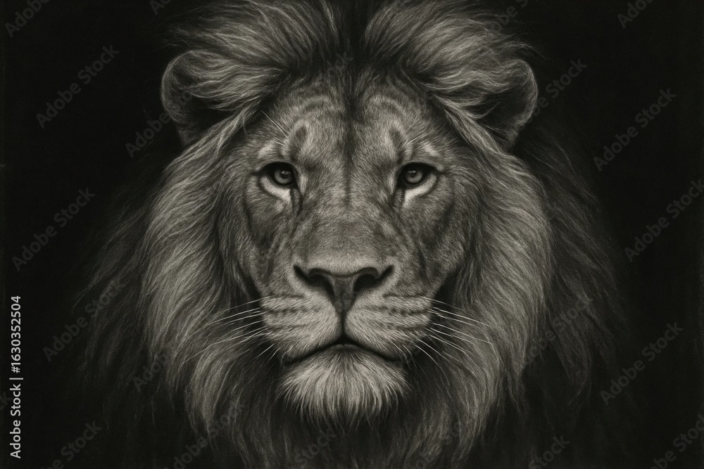 Naklejka premium A Timeless Portrait of a Lion