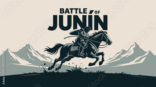 Battle of Junín Historical Event Horseback Victory Illustration