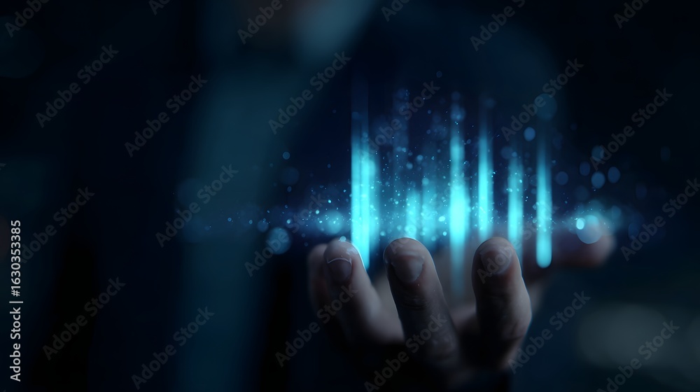 Fototapeta premium Business executive analyzing holographic data metrics