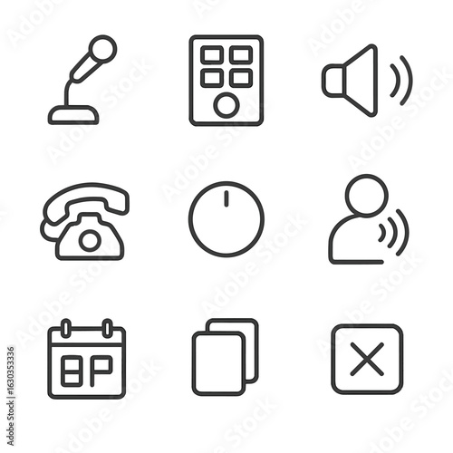 Wearable Fob Icons. Outline icon set of wearable key fob designs: wristband fob, keychain fob, smart ring fob, pendant fob,