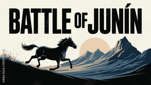 Battle of Junín Historical Event Horseback Victory Illustration