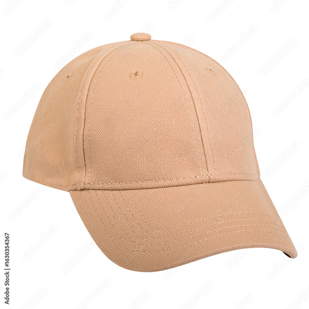 Beige baseball cap, casual headwear for sun protection and style on transparent background Beige baseball cap, casual headwear for sun protection and style on transparent background
