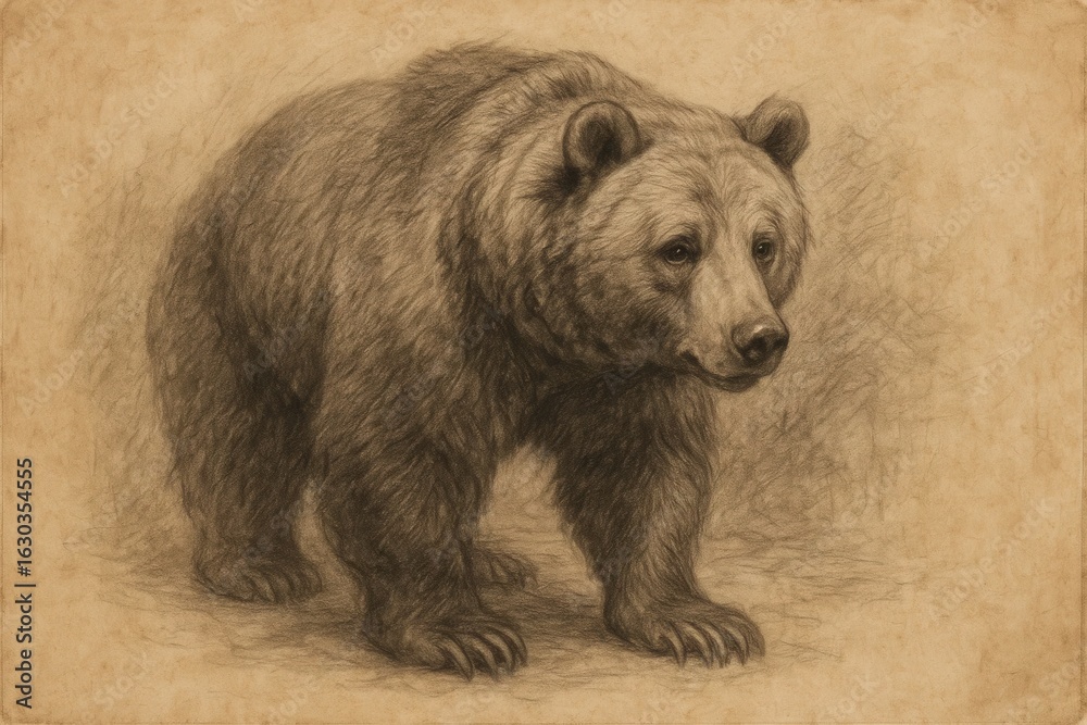 Fototapeta premium A Bear's Contemplative Stance