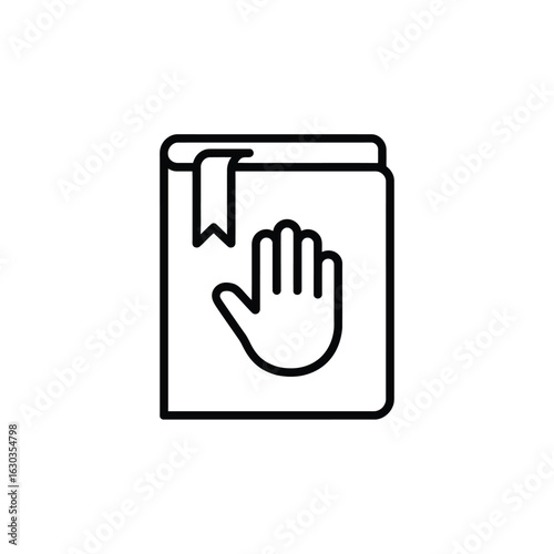 Hand on book icon symbolizing oath or testimony