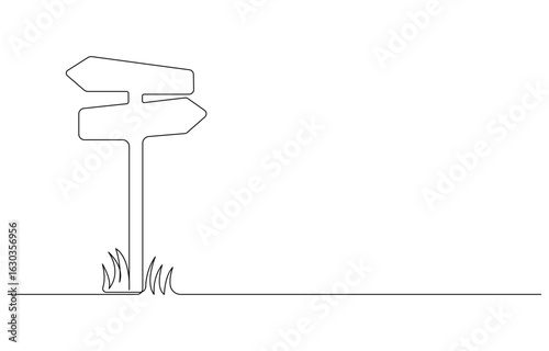 road signpost icon single line art