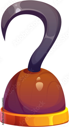 Cartoon pirate hook, captain or corsair sailor hand prosthesis. Isolated vector dangerous buccaneer accessory, menacing weapon crafted from shiny metal, symbolizes adventure, danger and daring spirit