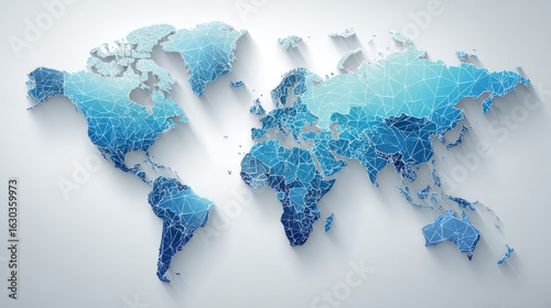 World map. Blue modern vector map.