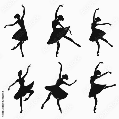 Elegant ballerinas in graceful poses ballet dance