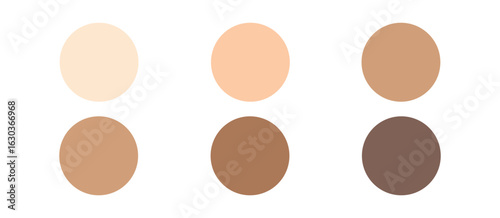 Skin tone swatches arranged in two rows showcasing a range of light to dark complexion shades on white