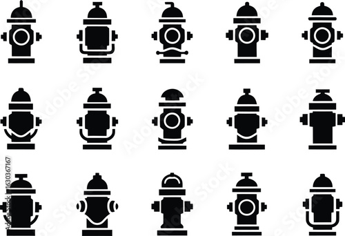 Fire Hydrant Icons Set – Vector Silhouette Collection