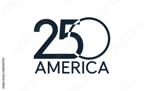 America 250 logo in gray tones on white background. Vector