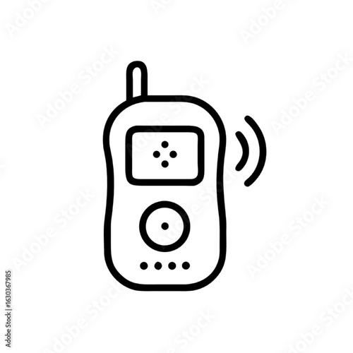 Audio baby monitor line icon for childcare. Simple vector graphic for infant safety surveillance.