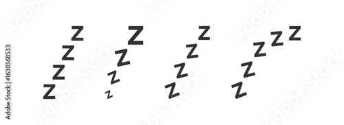 Zzz icon. Night sleep. Cartoon dream. Rest in the bed.