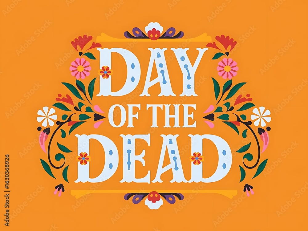 Obraz premium Folk Art-Inspired Day of the Dead Decorative Font Design
