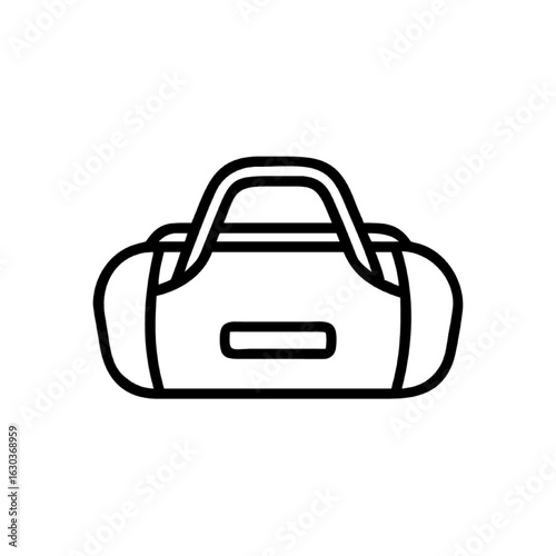 Duffel bag line icon. Simple vector graphic of a sports gym bag symbol for travel and fitness.