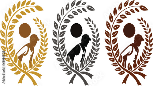Farming laurel wreath sun silhouette logo
