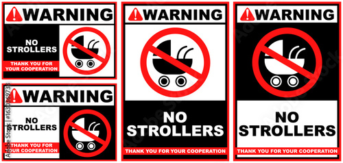 Set Collections no strollers warning sign template design vector illustration