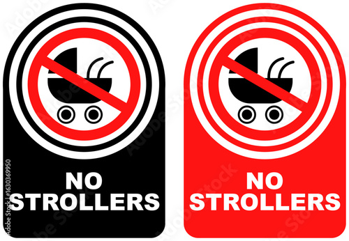 Set vector no strollers sign symbol labels sticker design illustration