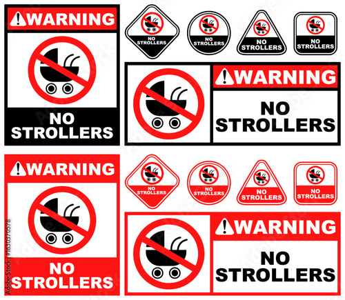 Set Collections no strollers warning sign template design vector illustration