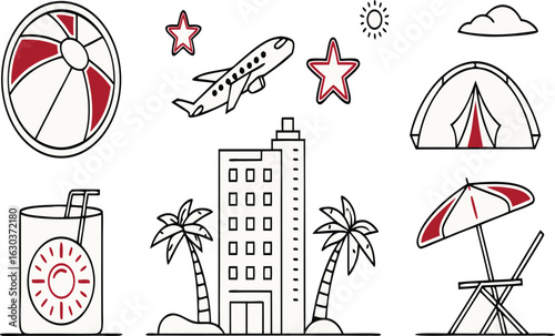 Airplane and Hotel Travel Symbols