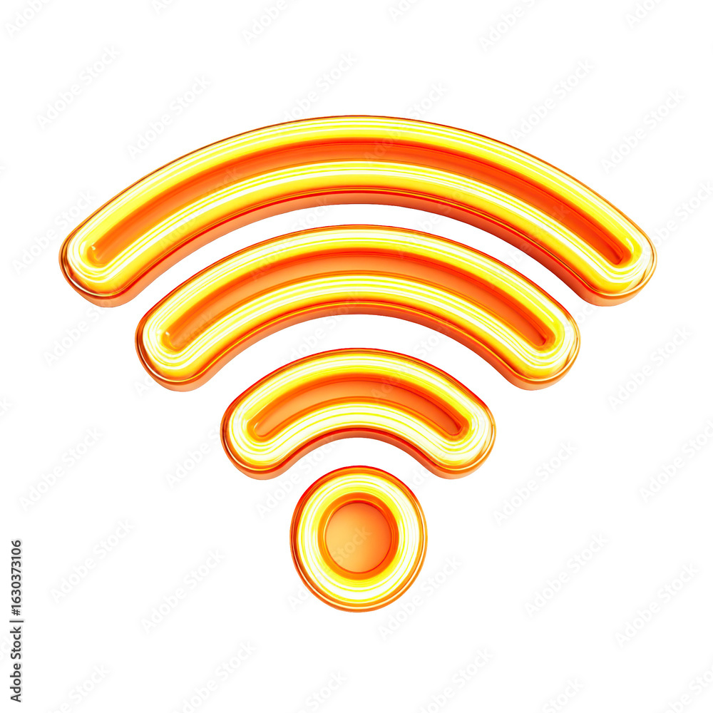 Obraz premium Fiery Wifi Signal Wireless Network Connection Internet Access, isolated on transparent background, perfect cutout, PNG