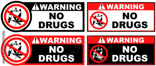 Set Prohibition warning no drugs public sign design vector illustration