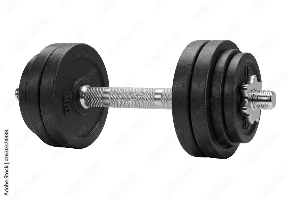 Naklejka premium Isolated Realistic Heavy Black and Chrome Dumbbell for Weight Training