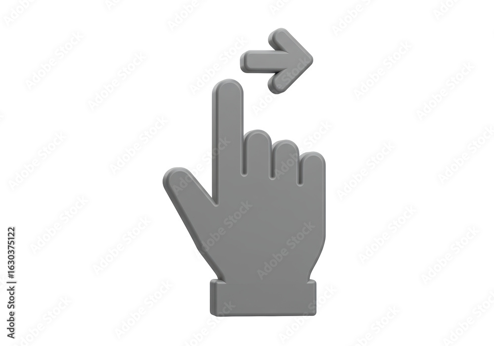 Fototapeta premium Isolated 3D Hand Icon Performing a Right Swipe Gesture