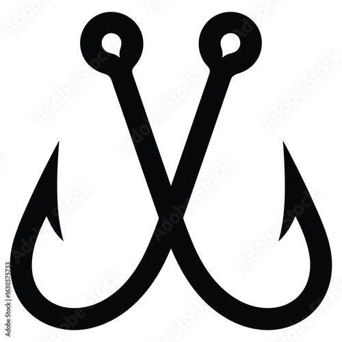 Illustration of double fishing hook isolated on white background