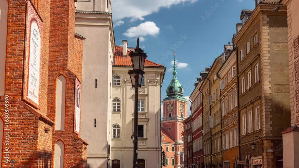 custom made wallpaper toronto digitalsunny day warsaw city center famous old town street view panorama timelapse 4k poland