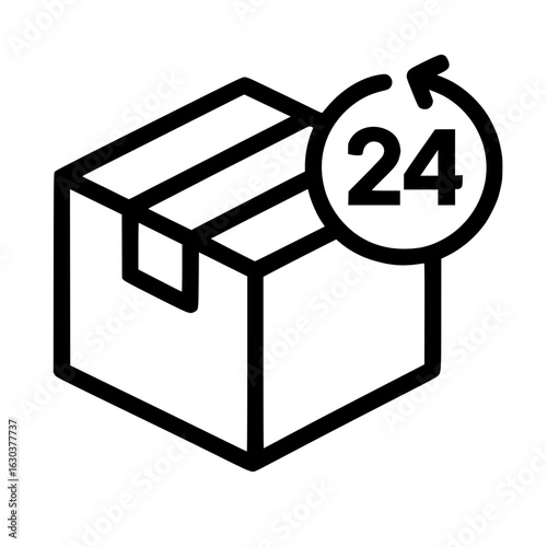 Box shows delivery in twenty four hours vector icon
