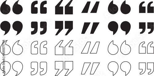 Quotation Mark Icons Set. Quote icon vector illustration