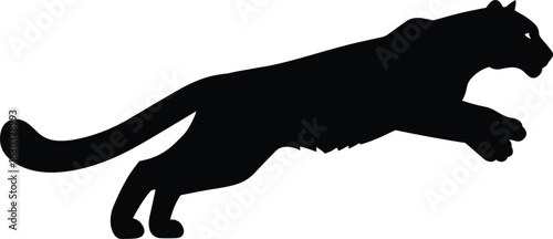 Jumping Panther Silhouette Wild Animal Art