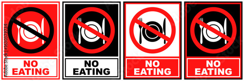 set sign no eating prohibited symbol design label template vector illustration