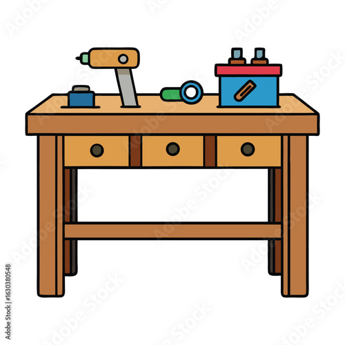A carpenter's workbench is a sturdy, flat surface designed for woodworking tasks, featuring clamps, vises, and storage to support cutting, shaping, and assembling wood.
