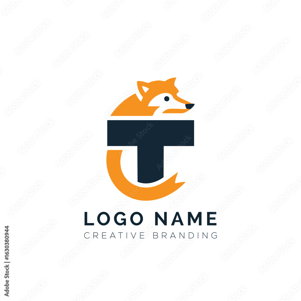 Obraz premium Fox Logo with Letter T for Branding