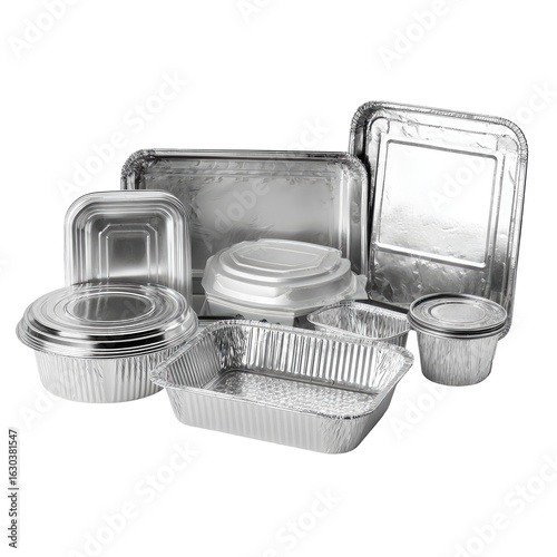 Assorted aluminum and plastic food containers