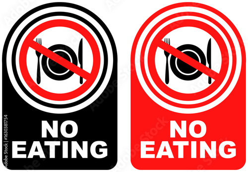 Set vector no eating sign symbol labels sticker design illustration