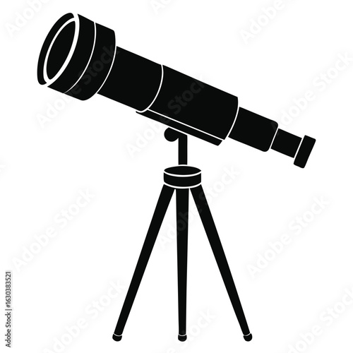 Telescope on Tripod Silhouette – Clean Black Vector Art
