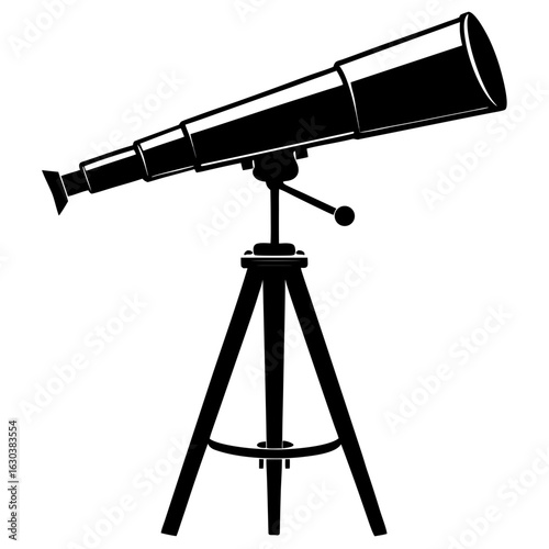 Telescope on Tripod Silhouette – Clean Black Vector Art