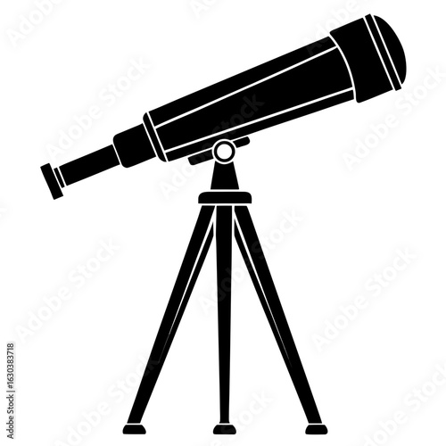 Telescope on Tripod Silhouette – Clean Black Vector Art