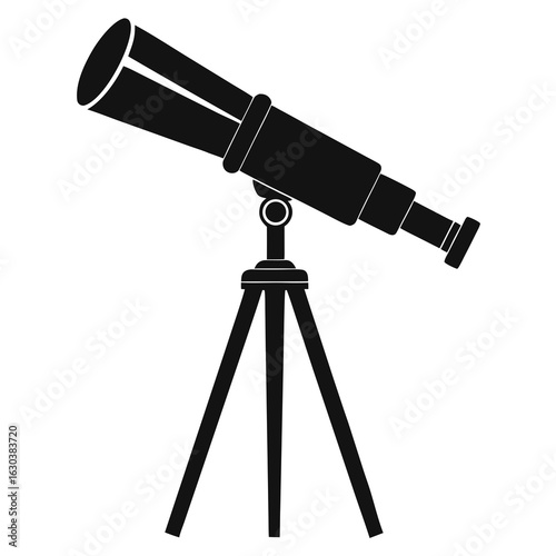 Telescope on Tripod Silhouette – Clean Black Vector Art