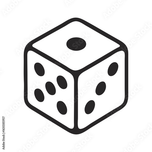 Vector illustration of a dice on white background symbolizing luck and gambling
