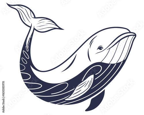 Abstract Beluga Whale Silhouette – Modern Design