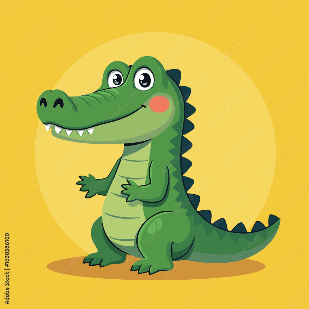 Naklejka premium Friendly cartoon alligator character vector illustration