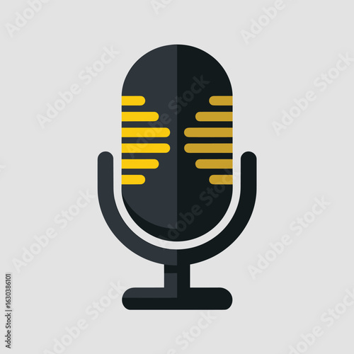 Flat design studio microphone vector icon for podcast and broadcast