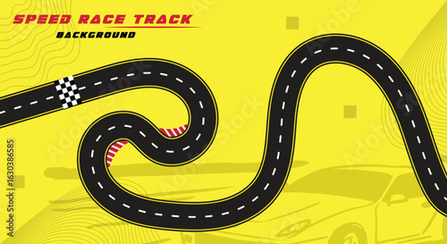 Creative vector illusion of race track isolated on yellow background