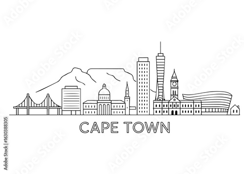Cape Town city skyline vector on white background
Vector line city skyline